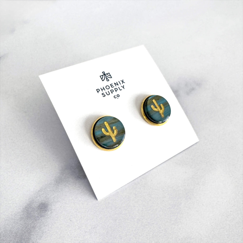 Cactus Bezel Stud Earrings