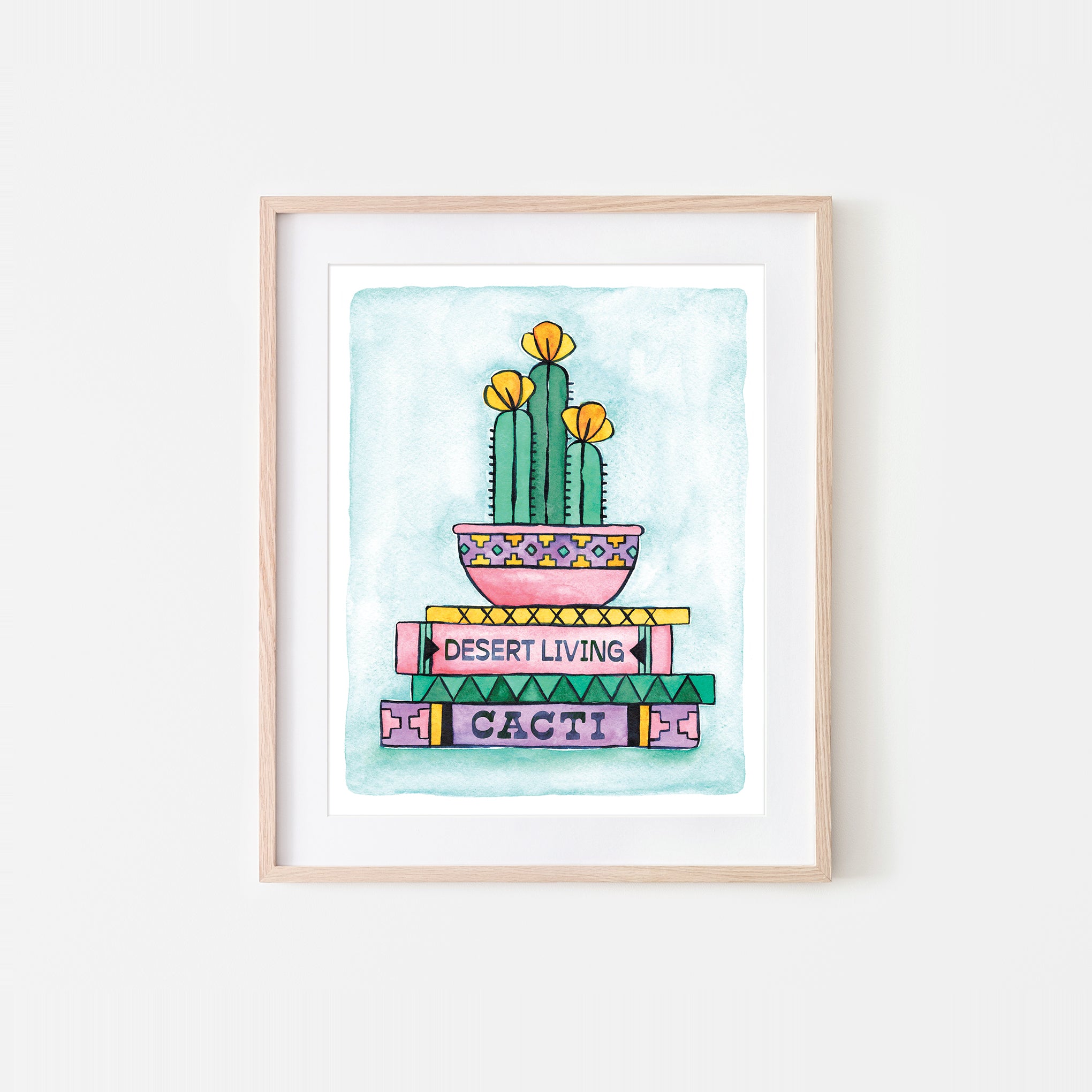 Book Stack Watercolor Art Print