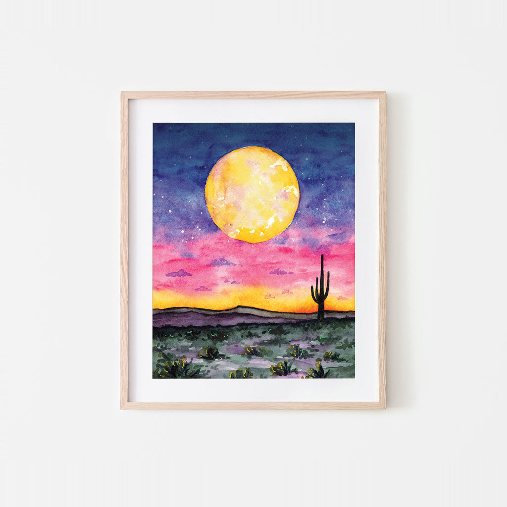 Harvest Moon Watercolor Art Print